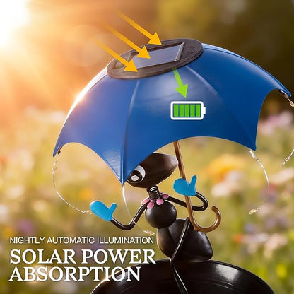 Solar Bird Feeders for Outdoors, Ants Garden Decor, Decorative Wildbird Cardinals Hummingbirds Feeders Lights with Stand, Gifts for Women Mom Outside Yard Path Lawn Omaments Decoration