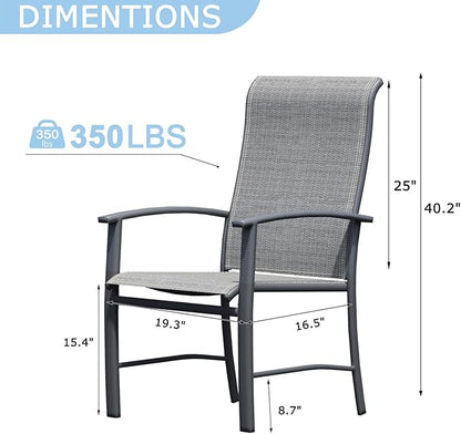 Patio Dining Chairs Set of 4, Outdoor Dining Chairs with High Back, Metal Outdoor Chair Set with Comfort and Durability, Patio Chair for Deck Lawn Kitchen Garden Backyard, Grey