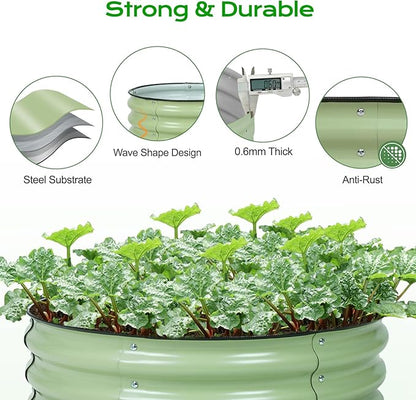 Aoodor 2 Pack 9" Tall 30" Metal Raised Garden Bed, Outdoor Planter Box and Raised Garden Kit for Vegetables, Flowers, Arugula and Herbs, Olive Green