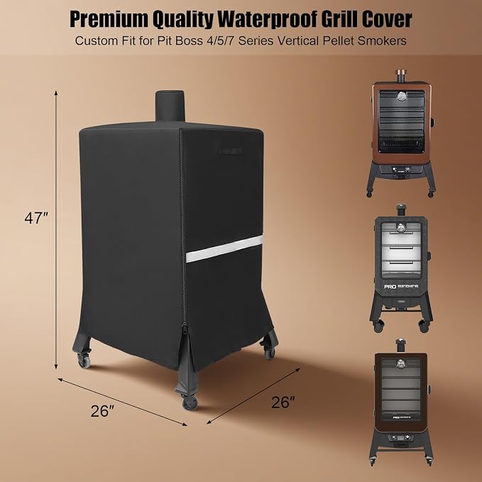 QuliMetal Vertical Smoker Cover for Pit Boss 4/5/7 Series Vertical Smokers, PBV4PS1, PBV5PW1, PBV4PS2, PBV5P1, Pro Series 4/5/7 Vertical Pellet Smokers, Heavy Duty Pellet Grill Cover for Pitboss 73550