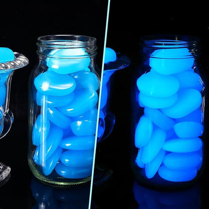 Landical 200 Pcs Large Glow in The Dark Rocks Pebbles Outdoor Fish Tank Rocks Aquarium Gravel Luminous Stones for Walkway Succulent Plant Halloween Decor (Dark Blue,1.8 Inch)
