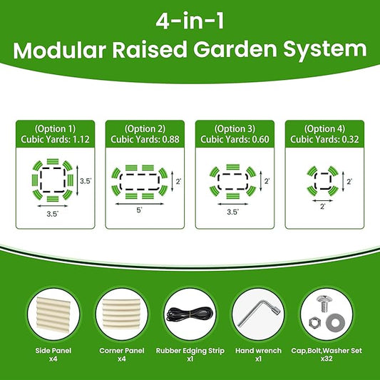 Raised Garden Bed 5x2x1.4 Ft Planter Box Outdoor with Rubber Edge Zinc-Aluminum-Magnesium Stainless Steel Durable Metal Garden Beds Kit for Vegetables, Flowers, Herbs and Succulents（Ivory）