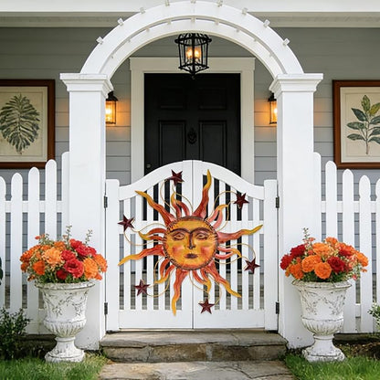 VESTCDF Metal Wall Art Decor Outdoor 30 inch Sun Wall Hanging Decoration for Graden 3D Sun Face Metal Wall for Living Room Garden Yard Patio(Star)