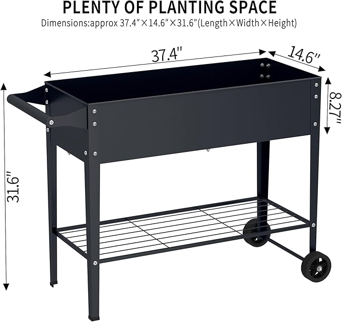 Elevate 2Pcs 32" Tall Raised Garden Bed with Wheel,Planter Box for Backyard,Outdoor Garden, Patio, Balcony, 400lb Capacity,Grey