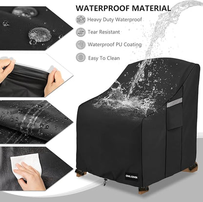 Outdoor Chair Covers 32" W x 35" D x 36" H,600D Heavy Duty Waterproof Patio Chair Cover,Outdoor Furniture Covers for Lawn/Garden Chiar,Black
