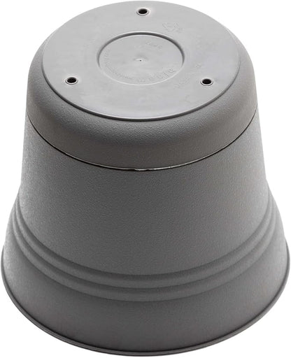 Bloem Saturn 10" Charcoal Round Resin Planter Pot with Snap-in Saucer for Indoor and Outdoor Gardening