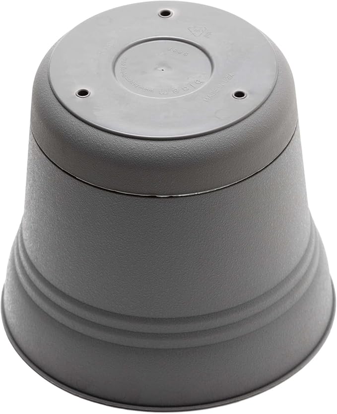 Bloem Saturn 5" Charcoal Round Resin Planter Pot with Snap-in Saucer for Indoor and Outdoor Gardening
