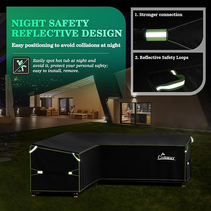 UIRWAY V-Shape Outdoor Sectional Sofa Cover Waterproof with Air Vent, 84.5" L/84.5" L x 33.5" D x 31" H, Heavy Duty Patio Furniture Covers, Outdoor Couch Cover with Reflective Strips