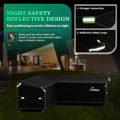 UIRWAY V-Shape Outdoor Sectional Sofa Cover Waterproof with Air Vent, 84.5" L/84.5" L x 33.5" D x 31" H, Heavy Duty Patio Furniture Covers, Outdoor Couch Cover with Reflective Strips