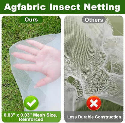 Agfabric Garden Netting 16'x30' Insect Pest Barrier Bird Netting for Garden Protection,Row Cover Mesh Netting for Vegetables Fruit Trees and Plants,White