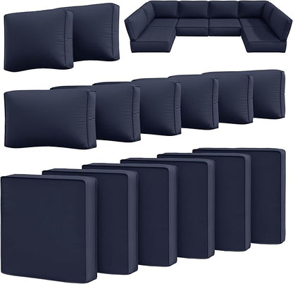 14 Pcs Outdoor Cushion Slipcovers Outdoor Patio Cushion Covers Replacement Waterproof with Zipper for Outdoor Furniture, Patio Sofa Couch 3 Sizes, Covers Only