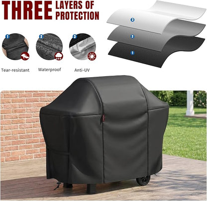 SHINESTAR 55 Inch Grill Cover for 45-48" 2-3 Burner Gas Grills, Heavy Duty Oxford Fabric BBQ Cover Waterproof UV Protection, Windproof with Magic Tape & Drawstring Bottom