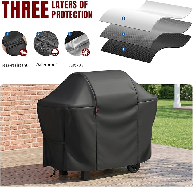 SHINESTAR 58 Inch Grill Cover for Weber Genesis II 300 Series & Genesis 300 Series, Heavy Duty Oxford Fabric BBQ Cover Waterproof UV Protection, Windproof with Magic Tape & Drawstring Bottom