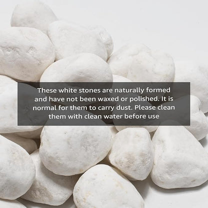 White Natural River Rocks, 2-3.5 Inch Decorative Stones for Plants, Garden, and Landscaping – 40LB, Ideal for Fish Tanks, Vases, Crafting, Home Decor, and Outdoor Landscaping