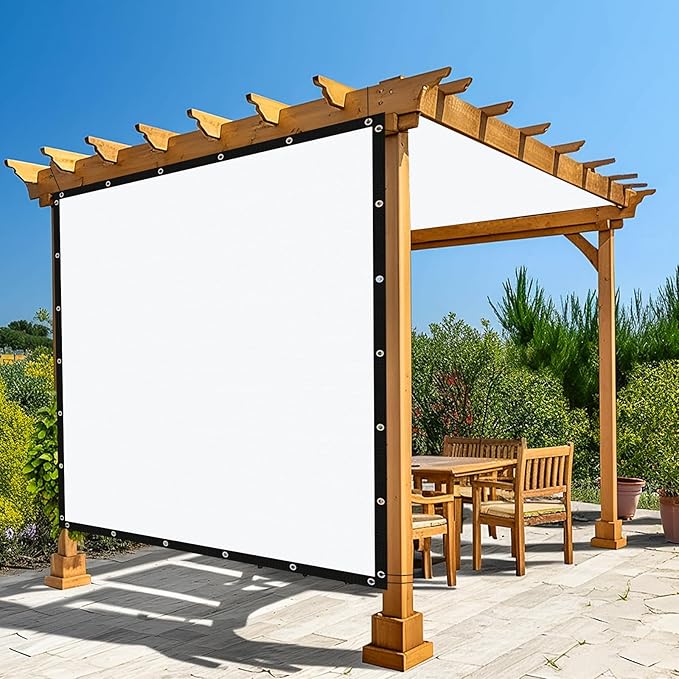 Amagenix 90% Pergola Shade Cover 9' X 11' Sun Shade Cloth with Grommets for Outdoor Garden Patio Porch, Commercial Grade 200 GSM - Cable Zip Ties Included (We Customized) GN108, White