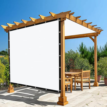 Amagenix 90% Pergola Shade Cover 12' X 14' Sun Shade Cloth with Grommets for Outdoor Garden Patio Porch, Commercial Grade 200 GSM - Cable Zip Ties Included (We Customized) GN108, White
