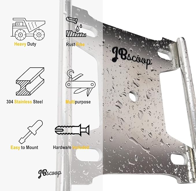 JBscoop Large Stainless Steel Hose Holder, Heavy Duty Hose Hanger - Set of 2