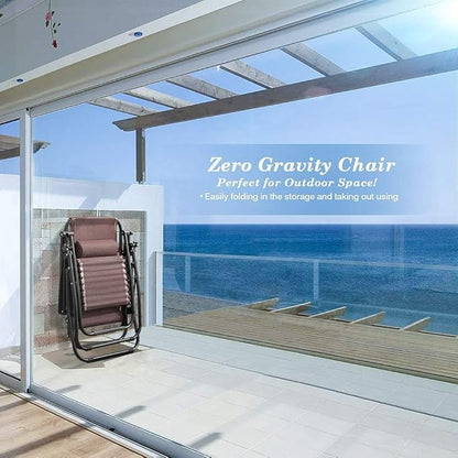 Homall Zero Gravity Patio Folding Lawn Chairs Outdoor Gravity Camp Reclining Lounge Chair with Pillows for Poolside Backyard and Beach Set of 2 (Brown)