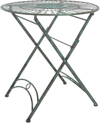 SAFAVIEH Outdoor Collection Belen Victorian Antique Dark Green Wrought Iron 3-Piece Bistro Set