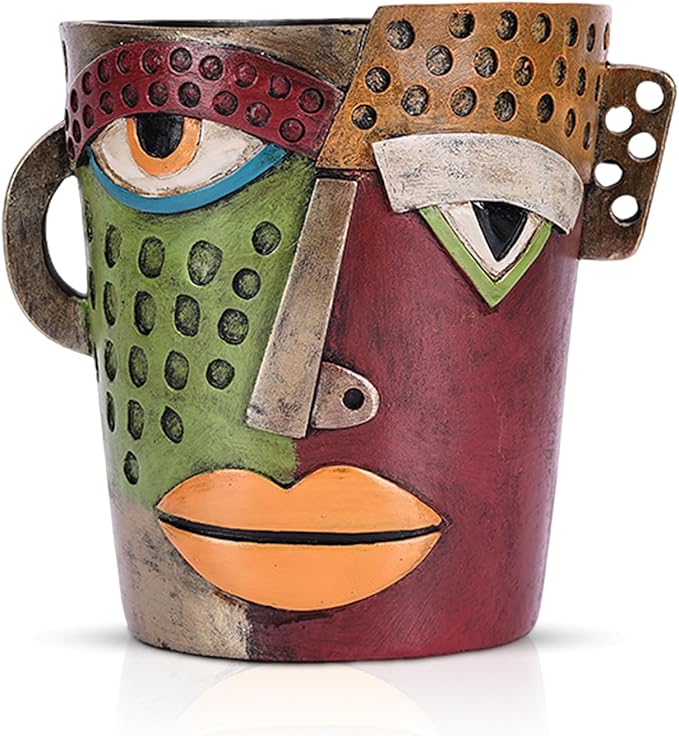 Colorful Face Planters Pots Head with Drainage Resin Large Decorative Plant Pots, Unique Planters for Indoor Plants and Outdoor Patio Flower Pot Funny Garden Succulents Pot