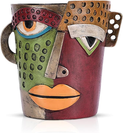 Colorful Face Planters Pots Head with Drainage Resin Large Decorative Plant Pots, Unique Planters for Indoor Plants and Outdoor Patio Flower Pot Funny Garden Succulents Pot