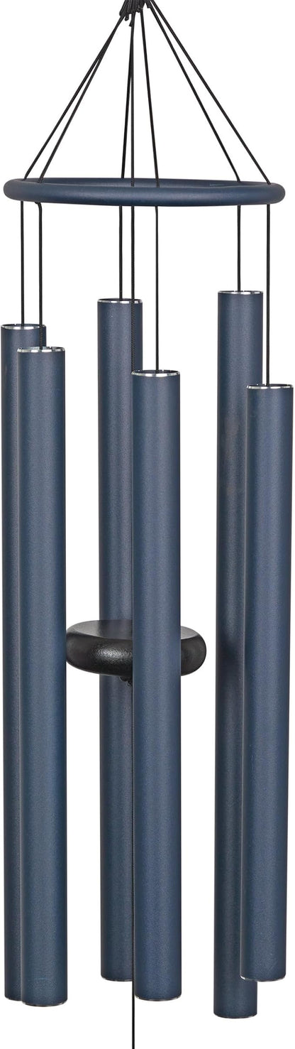 Alpine Corporation 39" Aluminum Tuned Wind Chimes with Blue Gemstone Windcatcher, Blue