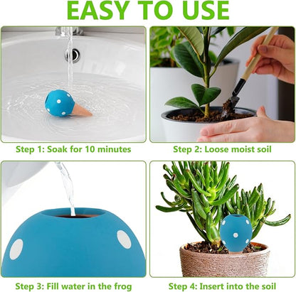 4 Pack Terracotta Watering Spikes, Vacation Self-Watering Planters Devices, Continuous Moisture with Slow Release Watering System Small Ball Shape