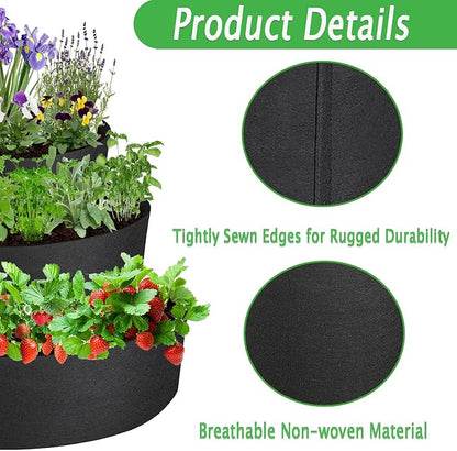 3 Tiered Strawberry Planter, Fabric Raised Garden Bed Non-Woven Laddered Planter Bag 8 Inch Deep Round Felt Planting Container for Growing Vegetables Herb Plant (3 Tiered)