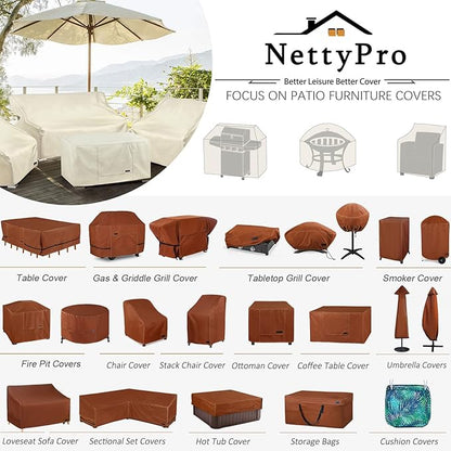 NettyPro Outdoor BBQ Grill Cover 68 Inch 600D Heavy Duty Waterproof Patio Barbecue Cover for Weber, Char-Broil, Brinkmann, Nexgrill Grills and More, Light Tan