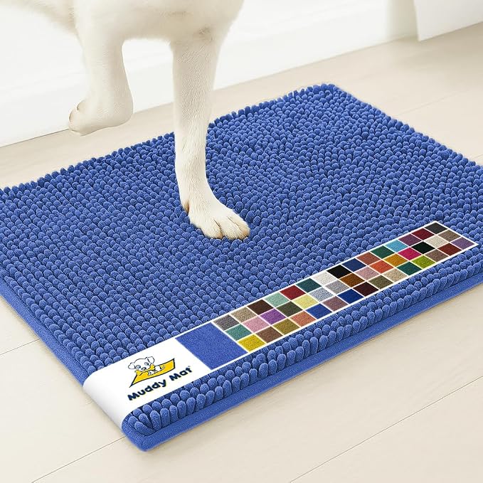 Muddy Mat® | Super Water Absorbent Door Mat Indoor, Microfiber Quick Dry Chenille Entryway Rug, Slip Resistant Front Door Mat, Indoor Mats for Entryway, Machine Washable Pet Rug, Periwinkle 36" x 46"