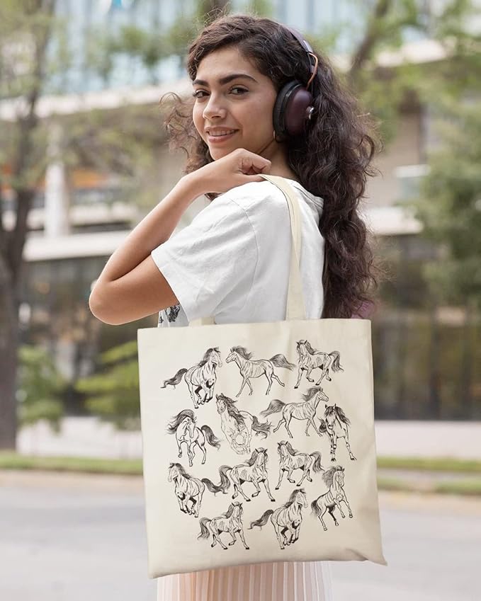 AUSVKAI Canvas Tote Bag Aesthetic for Women, Cute Reusable Cloth Cotton Bags for Shopping Beach Grocery