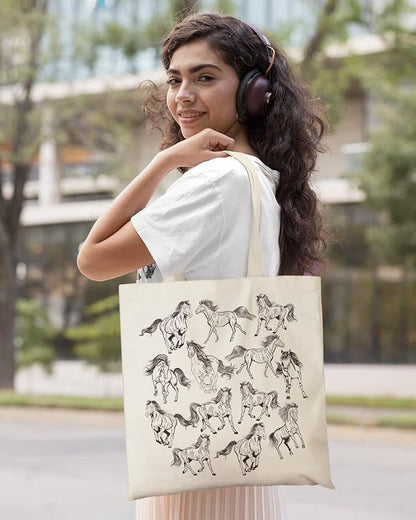 AUSVKAI Canvas Tote Bag Aesthetic for Women, Cute Reusable Cloth Cotton Bags for Shopping Beach Grocery