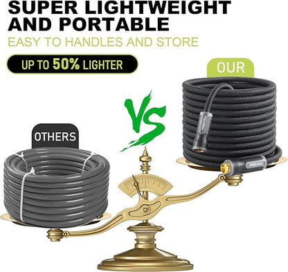Relxitl Garden Hose, Flexible Water Hose, Ultra Lightweight Non-Expanding hose with 10 Function Sprayer, Leak proof, Pressure Resistant for Yard, Outdoor (Black, 100FT)