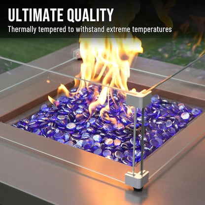 Skyflame 10-Pound Fire Glass Beads for Fire Pit Fireplace, 1/2-Inch Size Royal Cobalt Blue Luster Decorative Blended Fireglass Drops for Landscaping