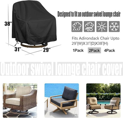 Outdoor Swivel Lounge Chair Cover, Fits to (29" W X 31" D X 38" H) Lawn Patio Chairs, 420D Tear-Resistant, UV Resistant, Waterproof for Furniture Covers