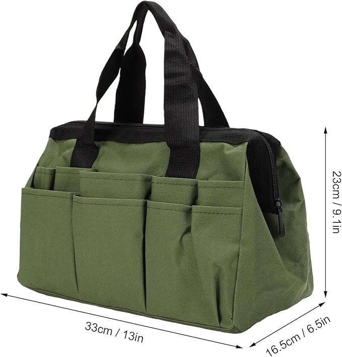 Generic Garden Tool Bag Organizer Heavy Duty 600D Oxford Cloth Toolbox with 11 Pockets for Gardening Work Green