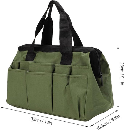 Generic Garden Tool Bag Organizer Heavy Duty 600D Oxford Cloth Toolbox with 11 Pockets for Gardening Work Green