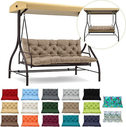 Replacement Cushion for Swings, Waterproof Porch Swing Cushion, 2-3 Seat Replacement Swing Seat Cushion with Backrest and Ties for Patio Backyard Porch Garden(Khaki 40 * 60 in)