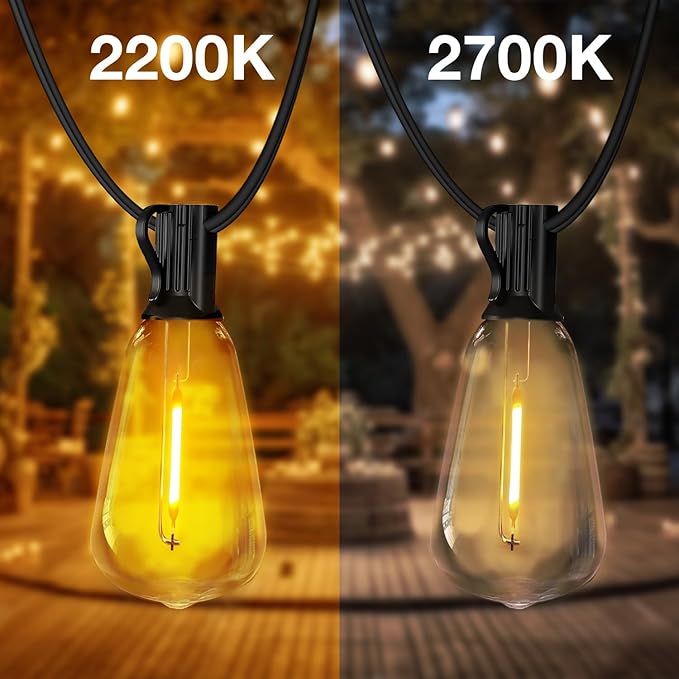 DAYBETTER 120ft Extra Long Outdoor String Lights,2200K 40 Shatterproof ST38 Bulbs Commercial Grade Weatherproof String Lights for Outside Patio, Garden, Backyard & Parties