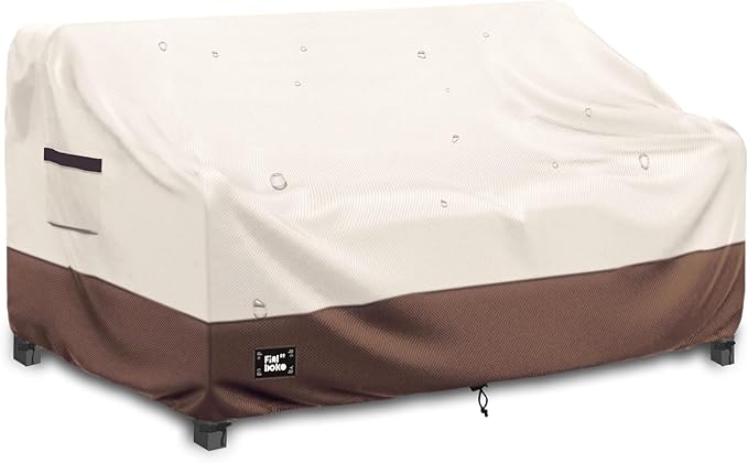 2-Seater Outdoor Couch Cover,58" Wx32 Dx31 H Patio Loveseat Cover,100% Waterproof Heavy Duty Patio Sofa Covers,Patio Furniture Covers,Beige&Brown