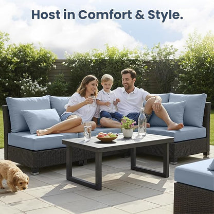 Outdoor Chair Cushions, 6 Inch Thick Patio Seat & Back Cushions Set with Removable Cover, Waterproof Patio Cushions for Outdoor Furniture, 22 x 24 Inch, Baby Blue 1-Set