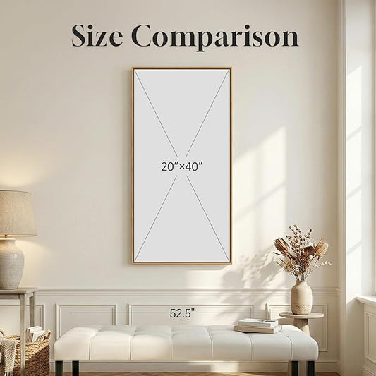 Framed Vertical Vintage Sketch Tree Living Room Wall Art, Large Black Beige Rustic Pine Artwork for Walls, Classic Antique Nature Forest Canvas Painting Print for Office Kitchen Foyer Stair 20x40 Inch