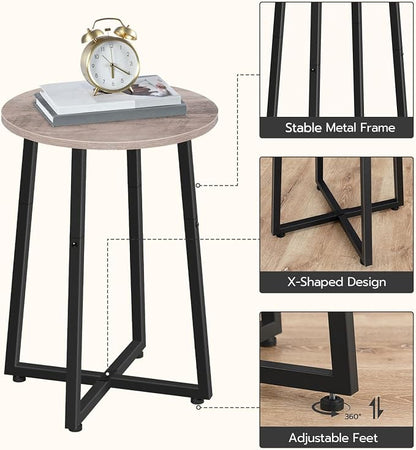 HOOBRO Side Table, Round End Accent Table with Sturdy Metal Pedestal, 15.7" Round Nightstand, for Living Room, Bedroom, Balcony, Office, Greige BG95BZ01