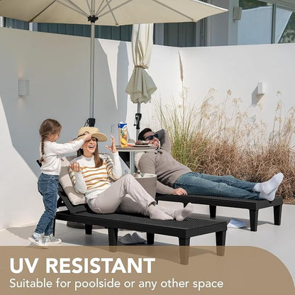 Devoko Outdoor Chaise Lounge Chair Set of 4 for Outside Pool Patio, Adjustable Waterproof Easy Assembly Chaise Lounge Outdoor (Black, Set of 4)