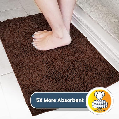 Muddy Mat® | Super Water Absorbent Door Mat Indoor, Microfiber Quick Dry Chenille Entryway Rug, Slip Resistant Front Door Mat, Indoor Mats for Entryway, Machine Washable Pet Rug, Chocolate 28" x 48"