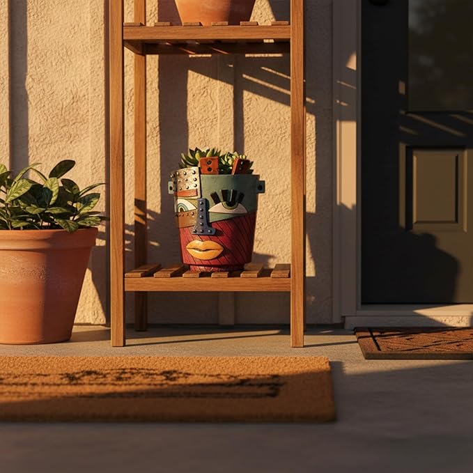 Colorful Face Planters Pots Head with Drainage Resin Large Decorative Plant Pots, Unique Planters for Indoor Plants and Outdoor Patio Flower Pot Funny Garden Succulents Pot