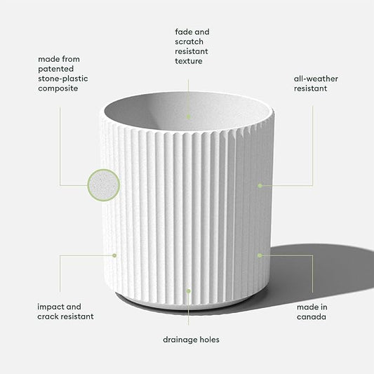 Veradek Demi Series Round Planter for Porch, Patio, Backyard | Durable Plastic-Stone Composite Material | Modern Décor for Tall Plants, Flowers
