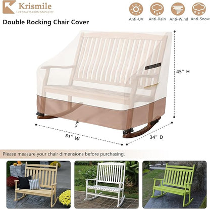 50" Double-Wide Outdoor Rocking Chair Cover, Waterproof & Dust Proof Patio Furniture Covers, Patio Chair Covers 51"W x 34"D x 45"H(Beige)