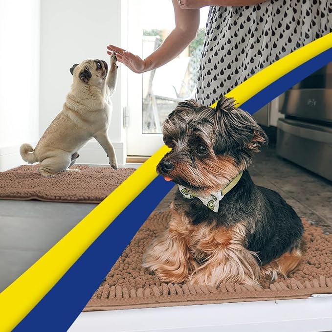 Muddy Mat® | Super Water Absorbent Door Mat Indoor, Microfiber Quick Dry Chenille Entryway Rug, Slip Resistant Front Door Mat, Indoor Mats for Entryway, Machine Washable Pet Rug, Mocha 48" x 72"