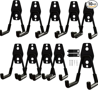 10 Pack Garage Hooks Heavy Duty with Anti-Slip Coating, Steel Utility Ladder Hooks for Hanging Garden Tools, Hoses, Ropes, Bikes and More (3in)